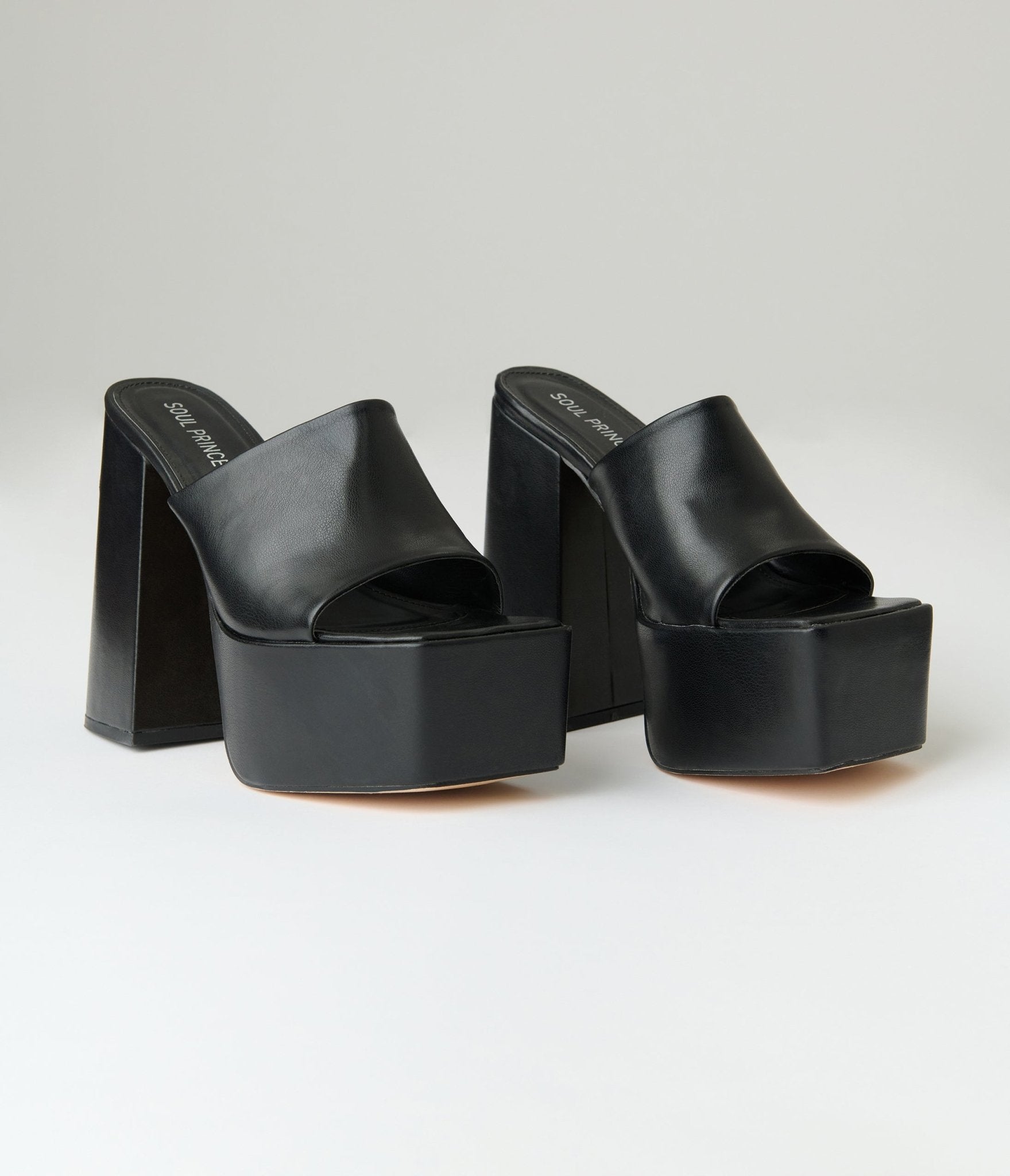 Black Leatherette Platforms - Unique Vintage - Womens, SHOES, HEELS