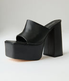 Black Leatherette Platforms - Unique Vintage - Womens, SHOES, HEELS