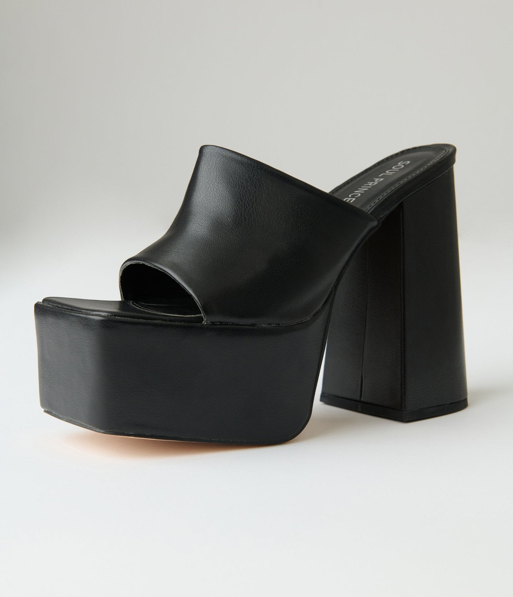 Black Leatherette Platforms - Unique Vintage - Womens, SHOES, HEELS