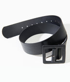 Black Leatherette Square Belt - Unique Vintage - Womens, ACCESSORIES, BELTS