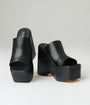 Black Leatherette Wedge Platforms
