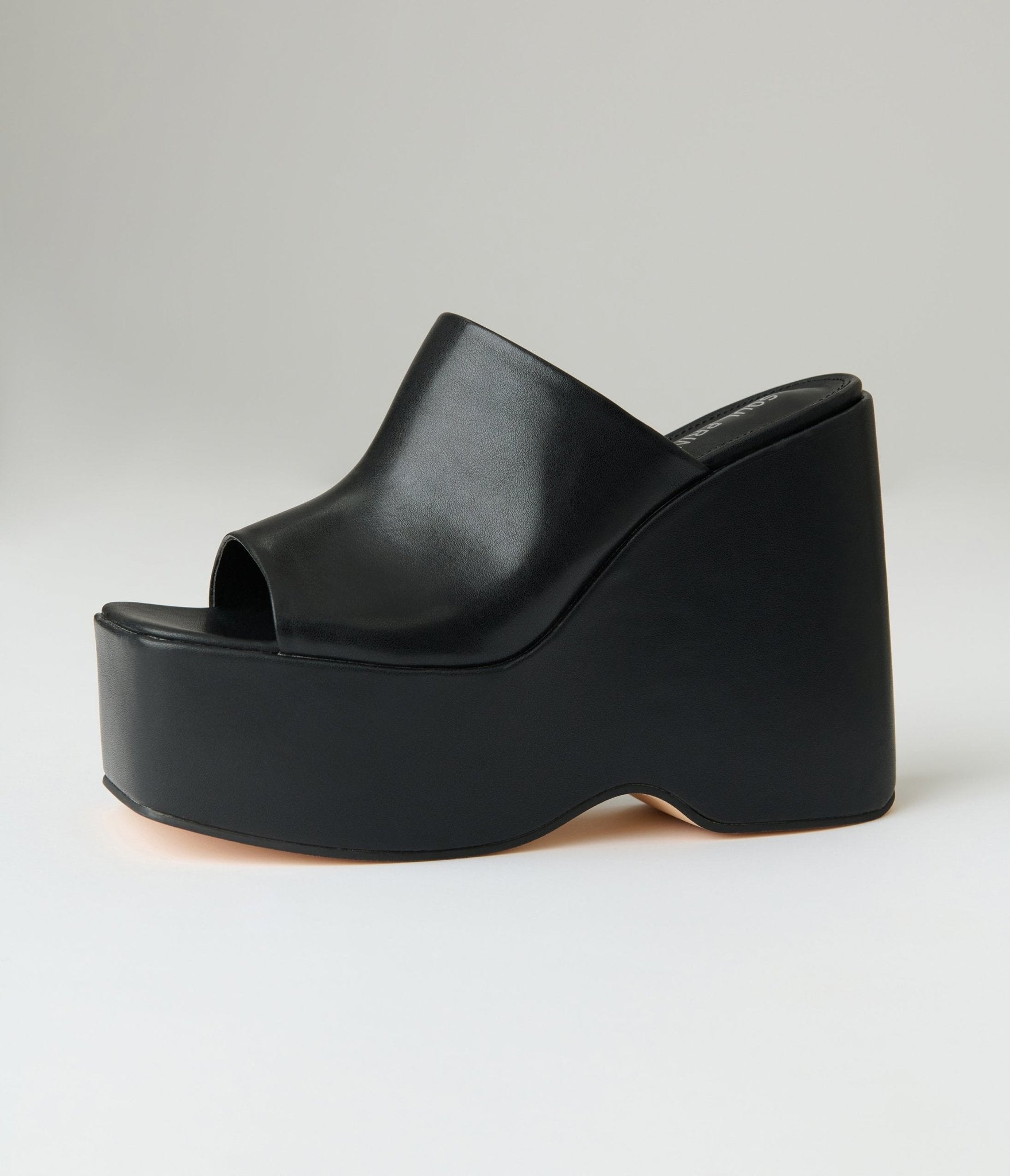 Black Leatherette Wedge Platforms - Unique Vintage - Womens, SHOES, HEELS