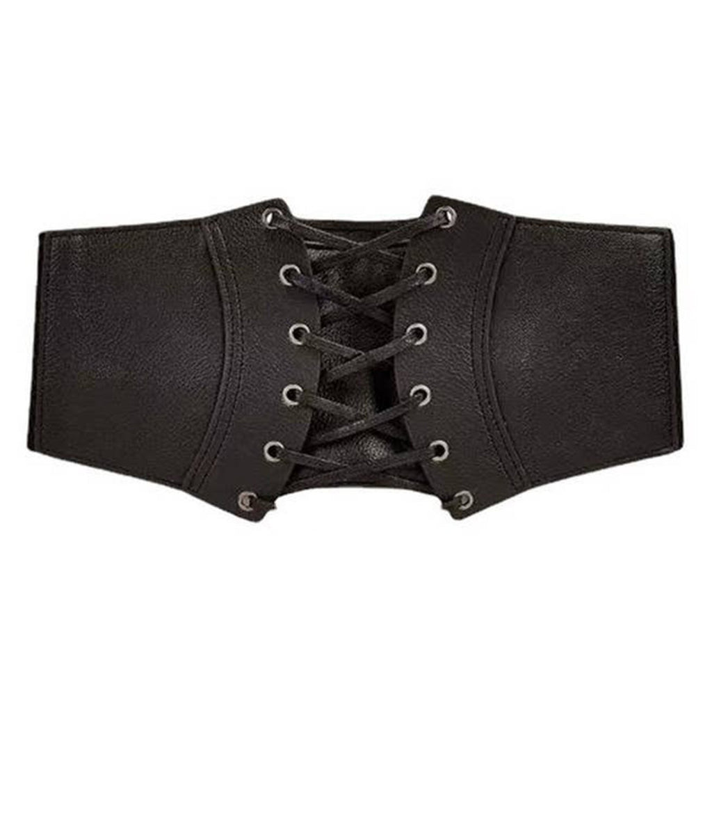Black Leatherette Wide Cinch Belt - Unique Vintage - Womens, ACCESSORIES, BELTS