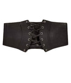 Black Leatherette Wide Cinch Belt - Unique Vintage - Womens, ACCESSORIES, BELTS