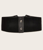 Black Leatherette Wide Cinch Belt - Unique Vintage - Womens, ACCESSORIES, BELTS