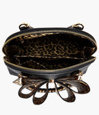 Black Leopard Print Bow Leatherette Handbag - Unique Vintage - Womens, ACCESSORIES, HANDBAGS