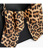 Black Leopard Print Bow Leatherette Handbag - Unique Vintage - Womens, ACCESSORIES, HANDBAGS