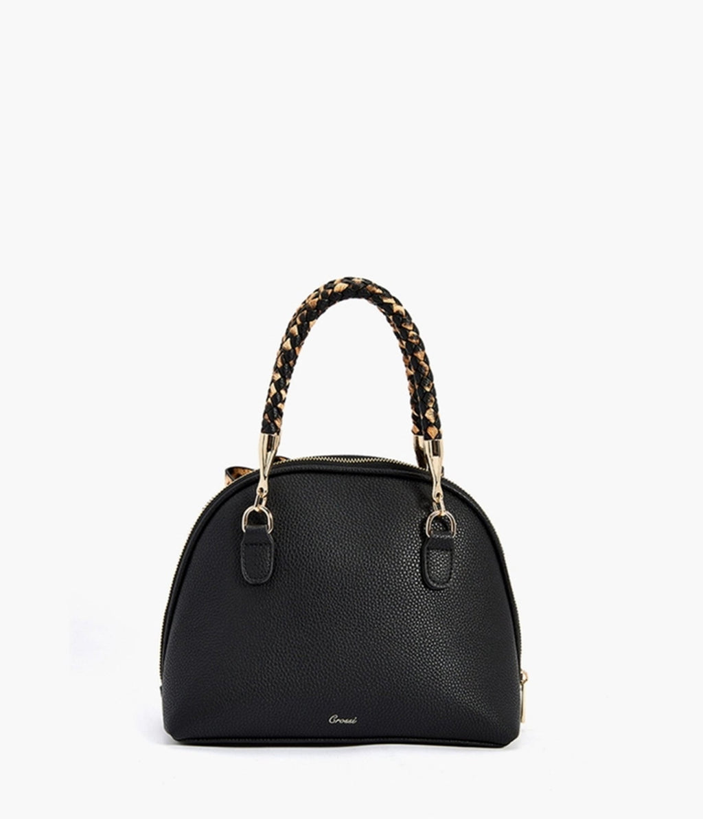 Black Leopard Print Bow Leatherette Handbag - Unique Vintage - Womens, ACCESSORIES, HANDBAGS