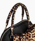 Black Leopard Print Bow Leatherette Handbag - Unique Vintage - Womens, ACCESSORIES, HANDBAGS