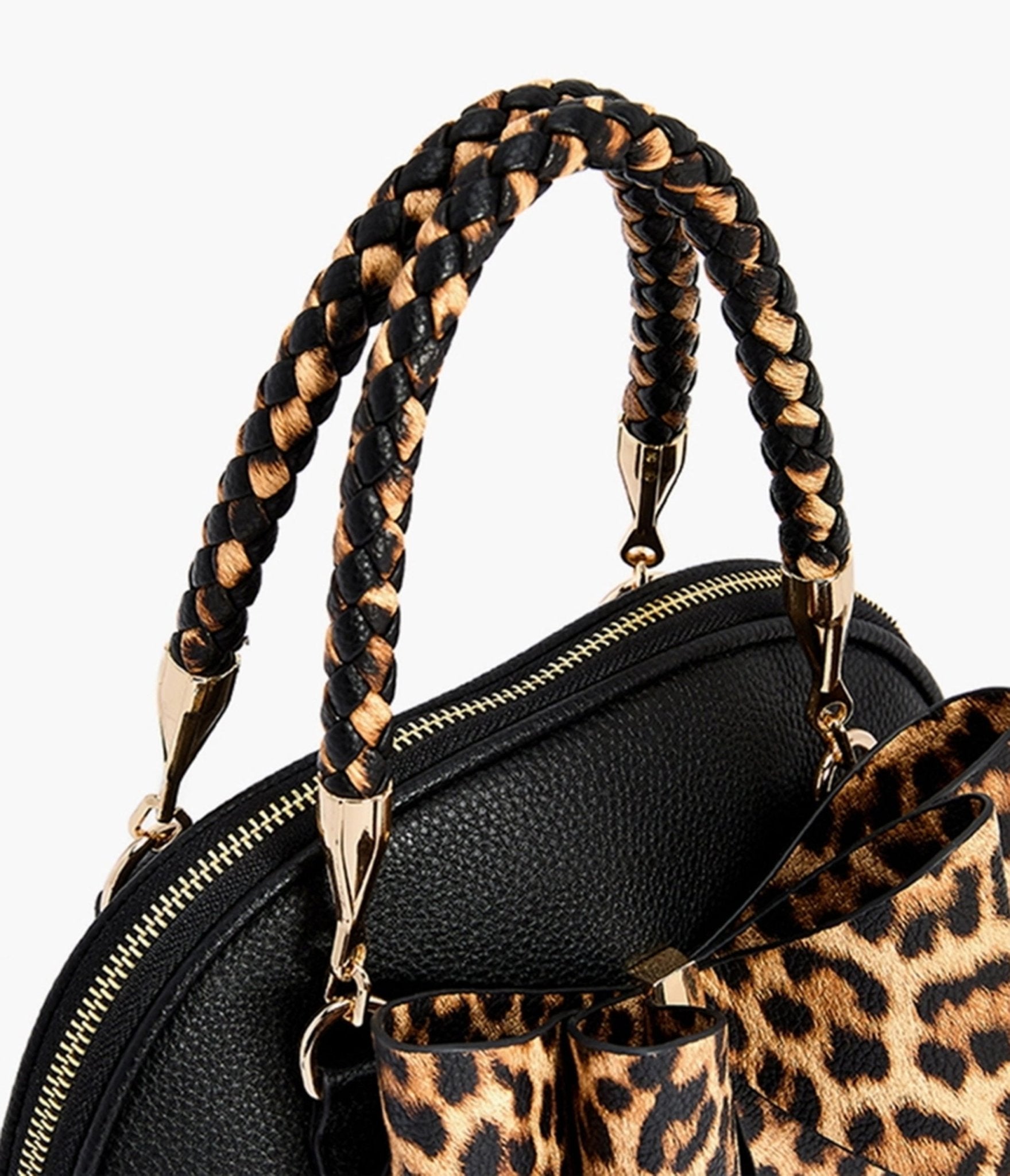 Black Leopard Print Bow Leatherette Handbag - Unique Vintage - Womens, ACCESSORIES, HANDBAGS