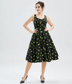 Black Little Green Visitors Heidi Swing Dress - Unique Vintage - Womens, DRESSES, SWING