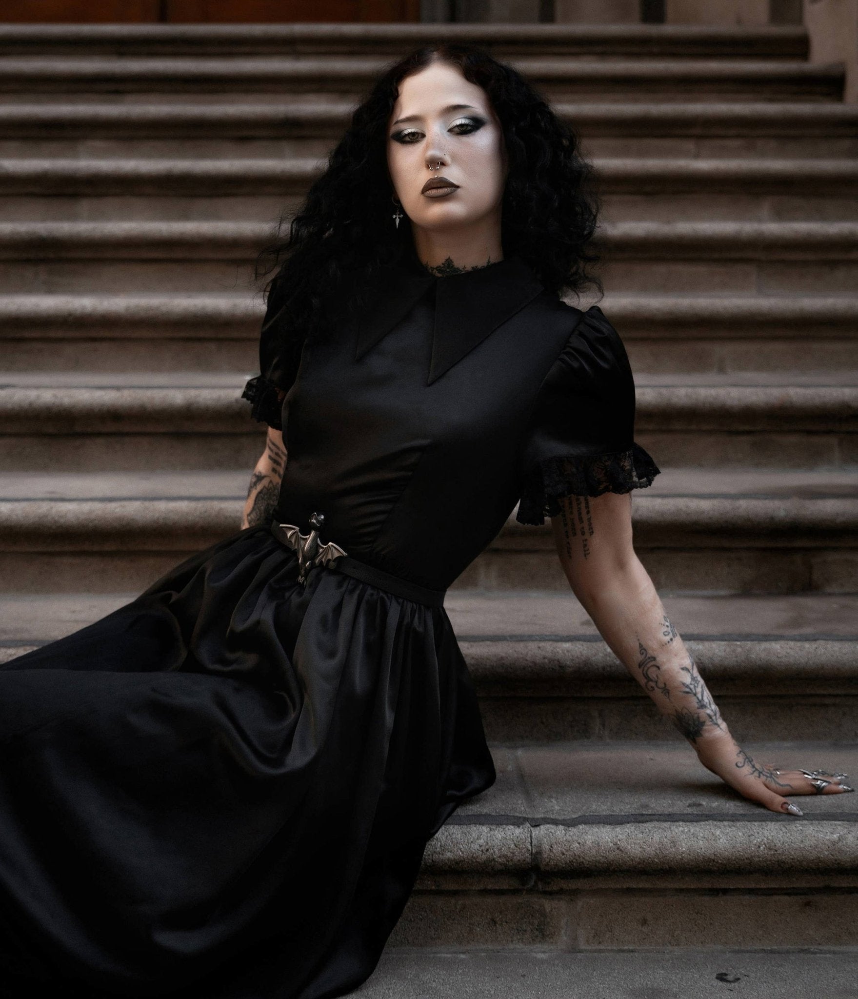 Black Lullaby Dress - Unique Vintage - Womens, DRESSES, A - LINE