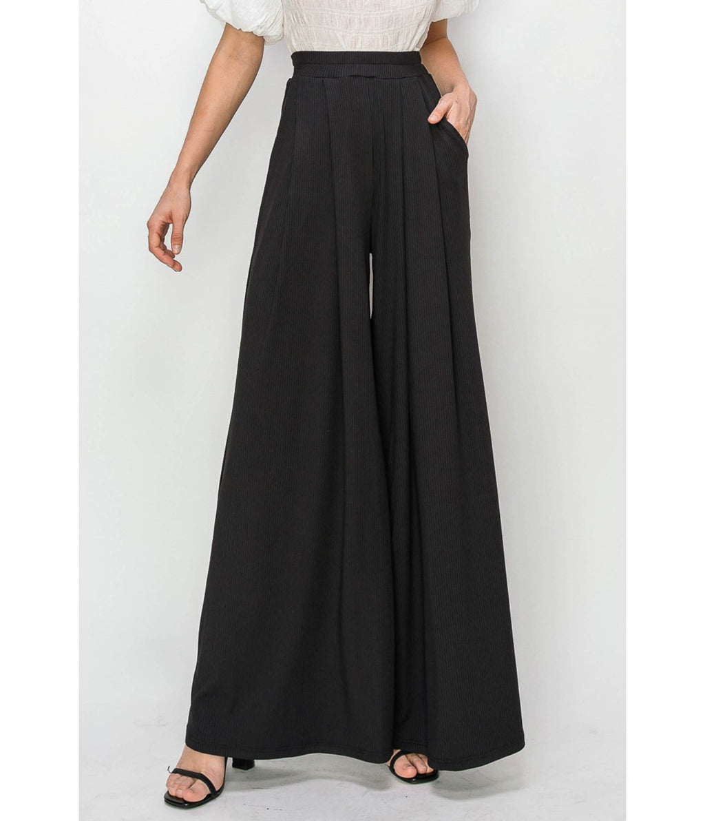 Black Marsala Palazzo Pants - Unique Vintage - Womens, BOTTOMS, PANTS