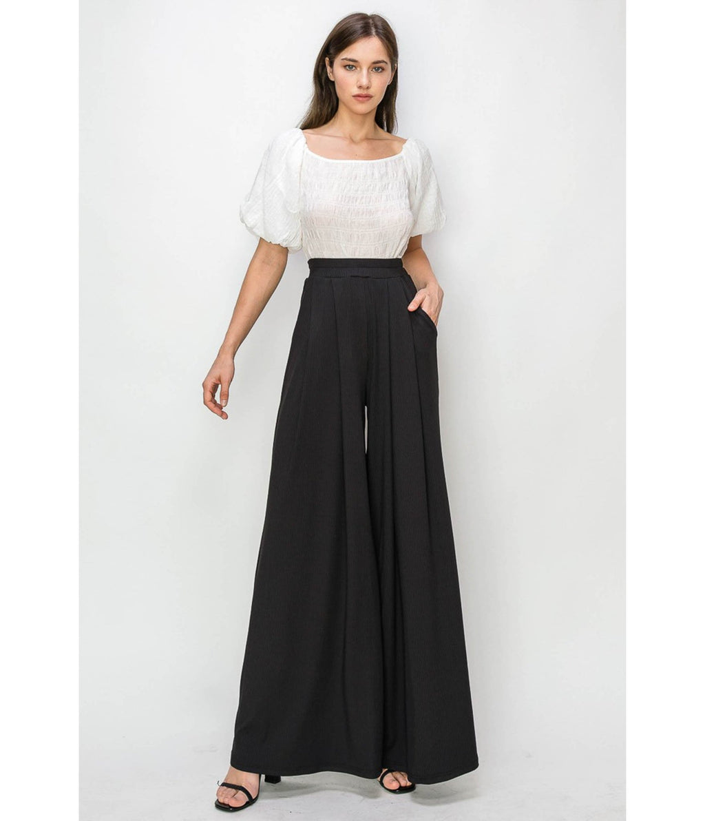 Black Marsala Palazzo Pants - Unique Vintage - Womens, BOTTOMS, PANTS