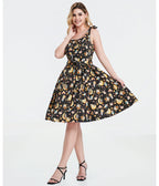 Black Meowgical Galaxy Swing Dress - Unique Vintage - Womens, DRESSES, SWING