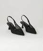 Black Mesh Pointed Toe Slingback Pumps