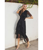 Black Metallic Maxi Dress - Unique Vintage - 