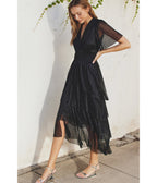 Black Metallic Maxi Dress - Unique Vintage - 