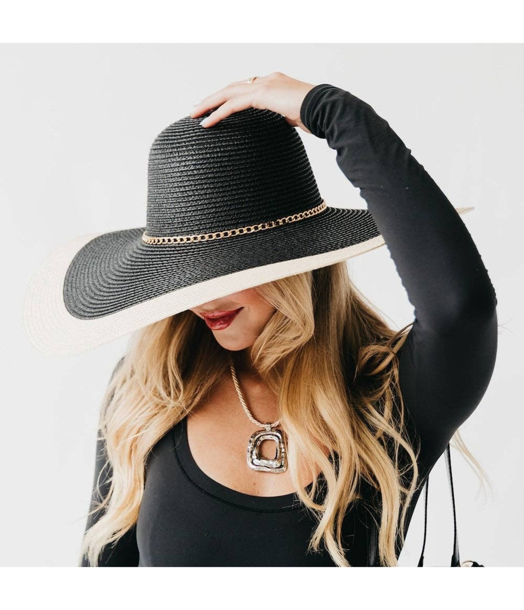Black Miami Summer Wide Floppy Hat - Unique Vintage - Womens, ACCESSORIES, HATS