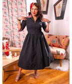 Black Miss Main Street Swing Dress - Unique Vintage - Womens, DRESSES, A - LINE