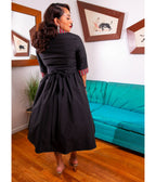 Black Miss Main Street Swing Dress - Unique Vintage - Womens, DRESSES, A - LINE