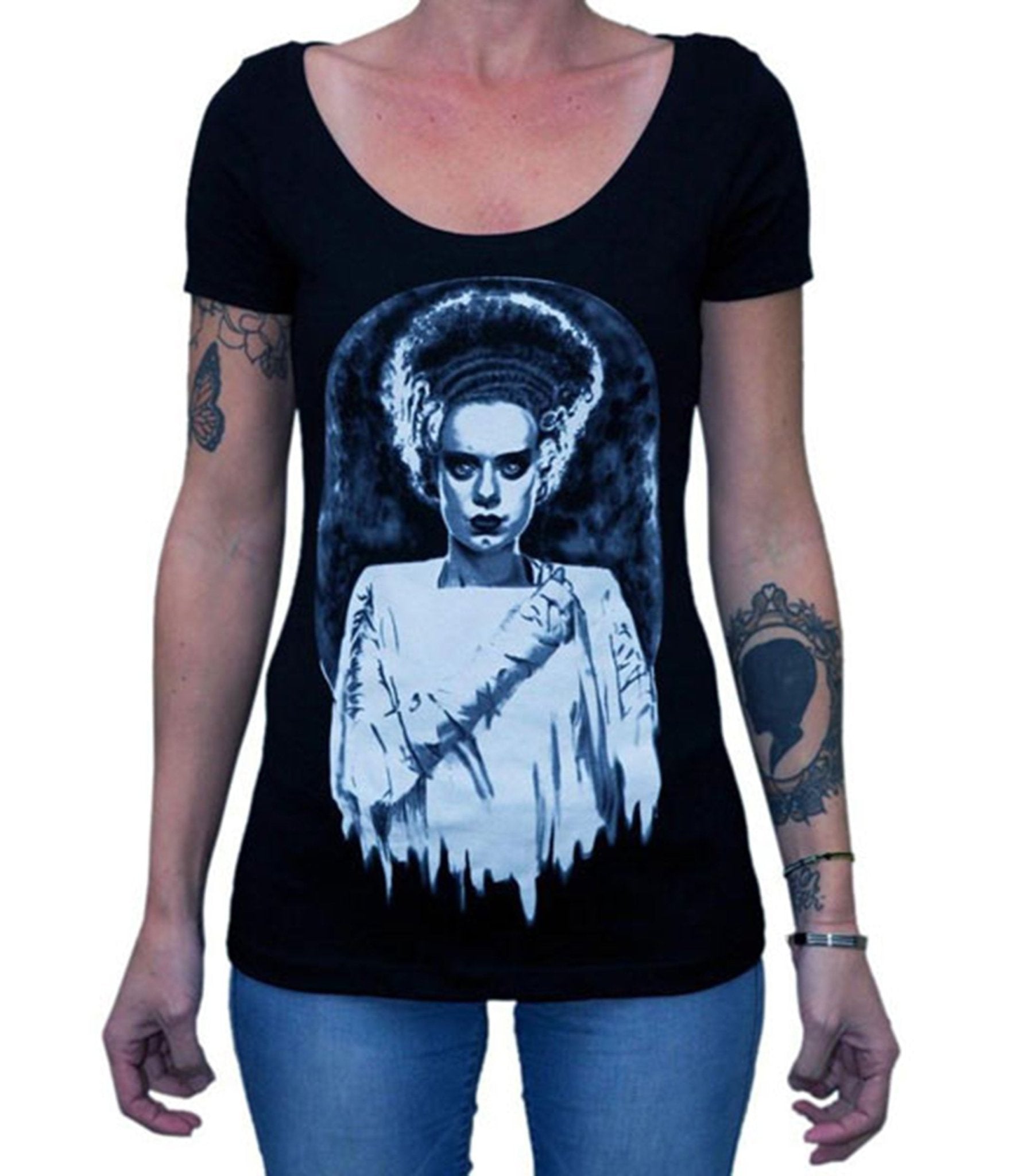 Black Monster Bride Graphic Tee - Unique Vintage - Womens, GRAPHIC TEES, TEES