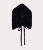 Black Norfolk Faux Fur Ribbon Tie Scarf - Unique Vintage - Scarves