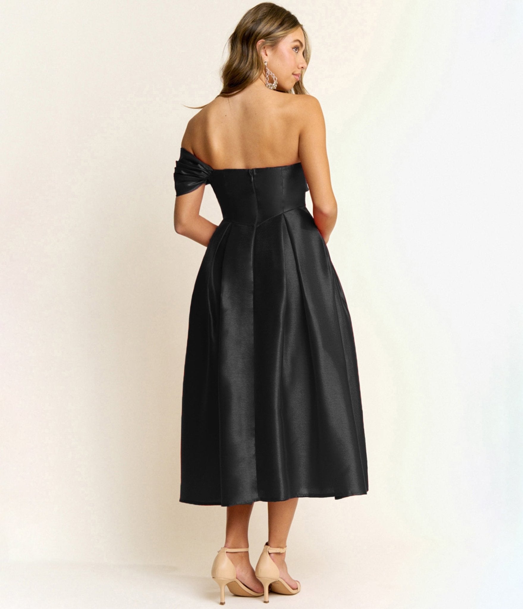 Black Off The Shoulder Midi Dress Unique Vintage Black Off The Shoulder Midi Dress Unique Vintage