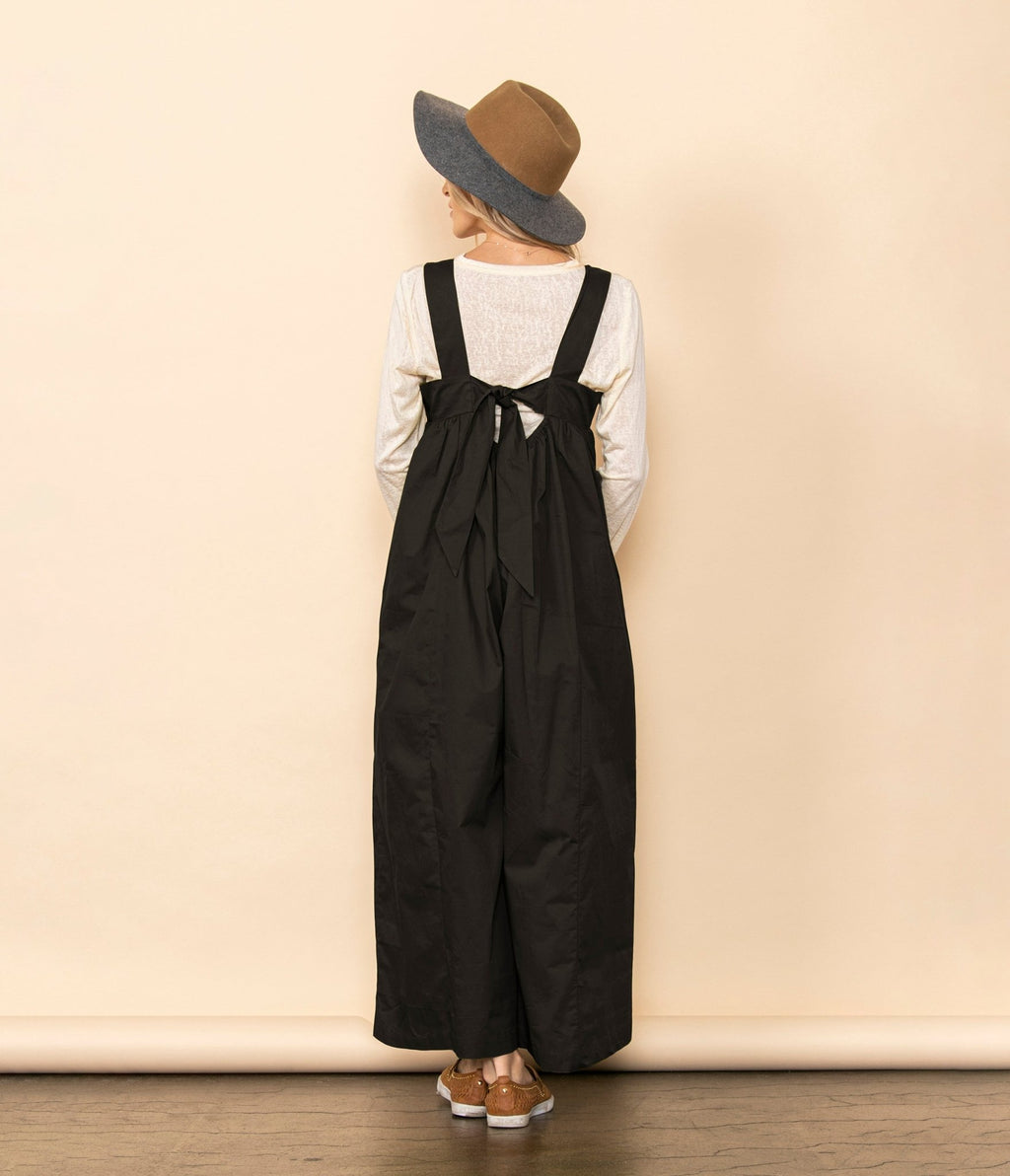 Black One Piece Poplin Jumpsuit - Unique Vintage - Womens, BOTTOMS, ROMPERS AND JUMPSUITS