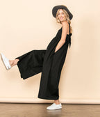 Black One Piece Poplin Jumpsuit - Unique Vintage - Womens, BOTTOMS, ROMPERS AND JUMPSUITS