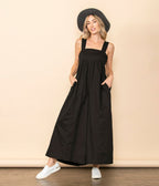 Black One Piece Poplin Jumpsuit - Unique Vintage - Womens, BOTTOMS, ROMPERS AND JUMPSUITS