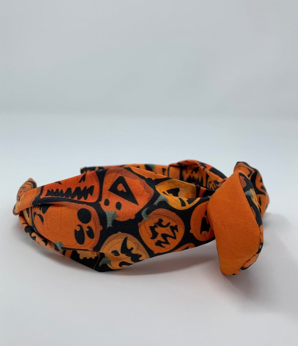 Black & Orange Jack - O - Lantern Bella Bow Headband - Unique Vintage - Womens, ACCESSORIES, HAIR