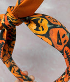 Black & Orange Jack - O - Lantern Bella Bow Headband - Unique Vintage - Womens, ACCESSORIES, HAIR