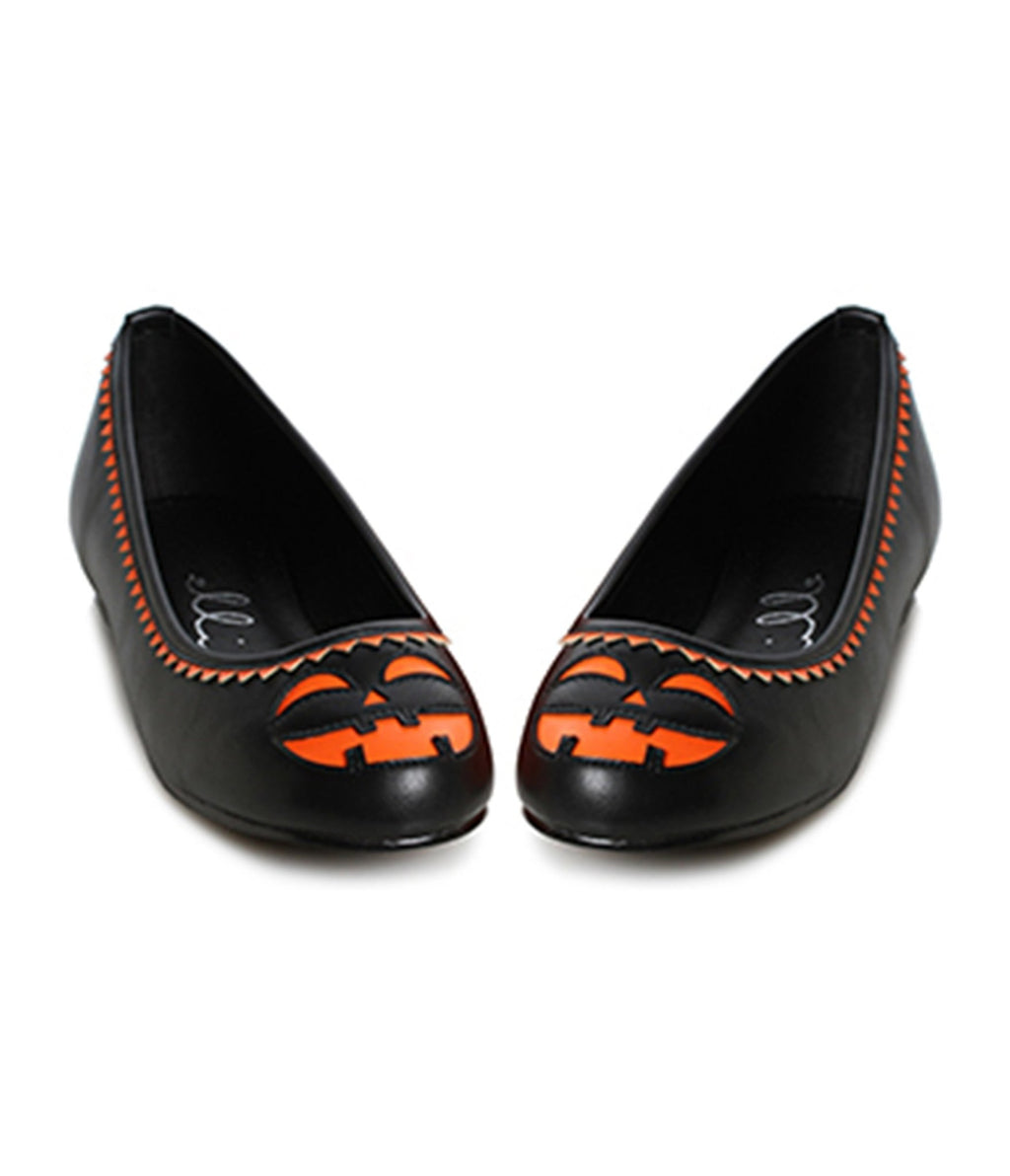 Black & Orange Jack-O-Lantern Cutout Flats - Unique Vintage - Flats