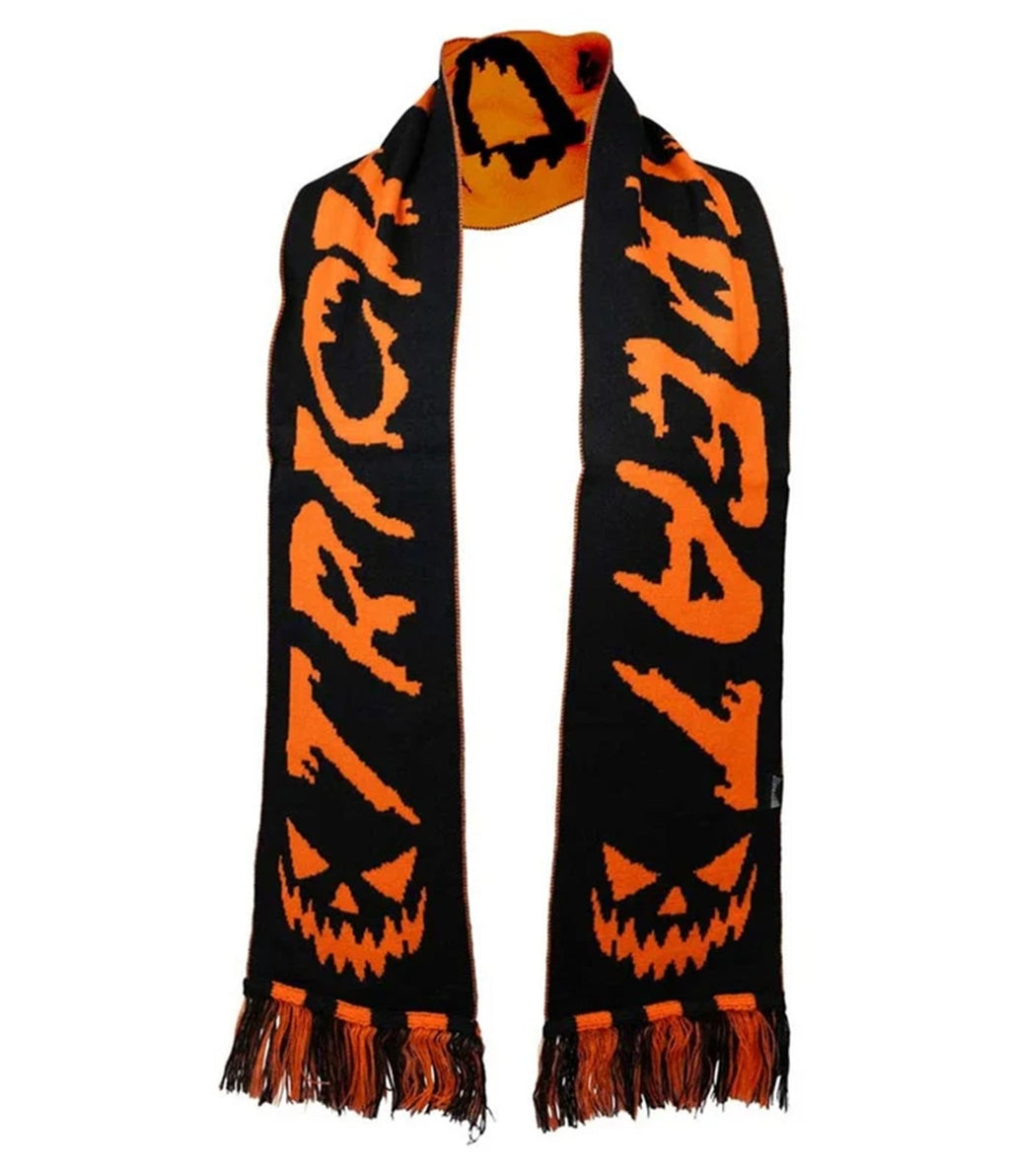 Black & Orange Trick Or Treat Knit Scarf - Unique Vintage - Scarves