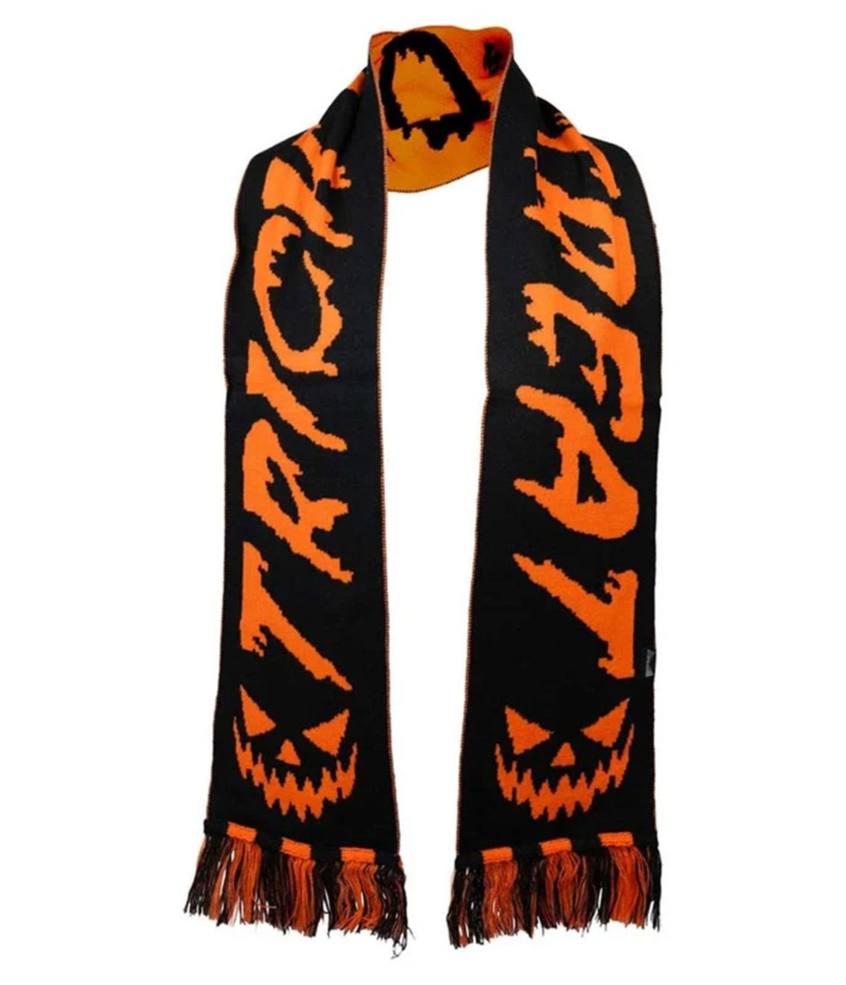 Black & Orange Trick Or Treat Knit Scarf - Unique Vintage - Scarves