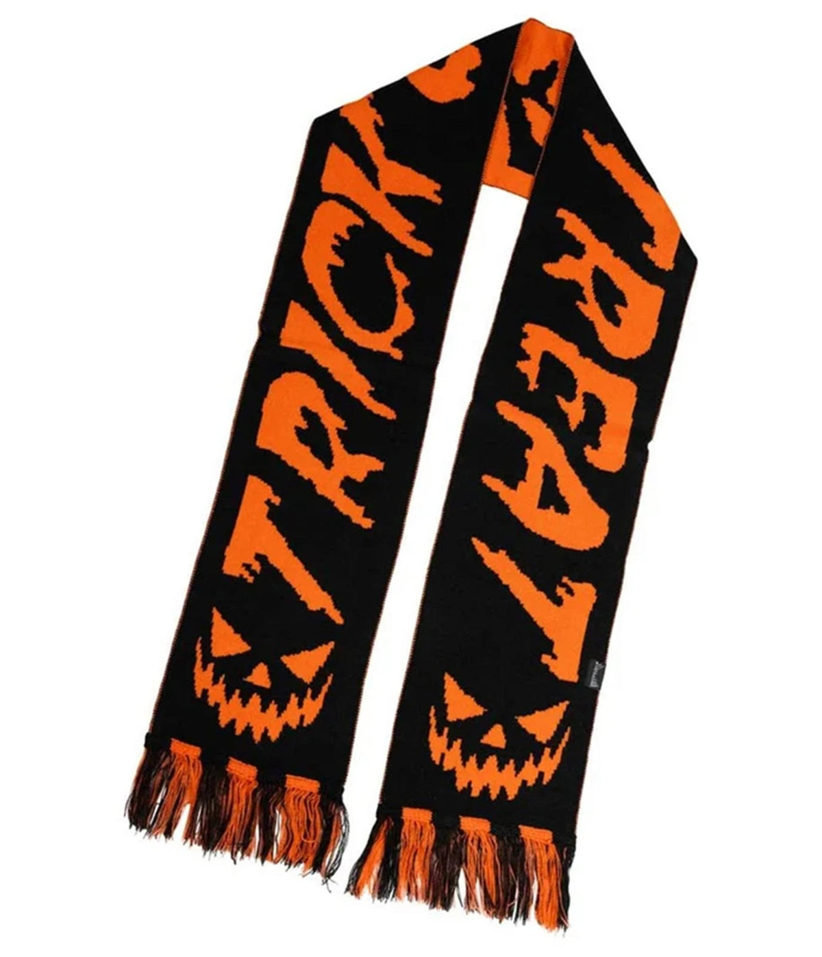 Black & Orange Trick Or Treat Knit Scarf - Unique Vintage - Scarves