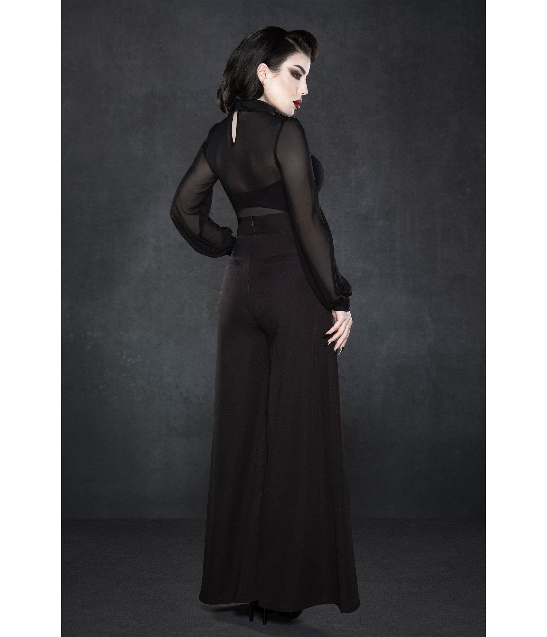 Black Palazzo Pants - Unique Vintage - Womens, BOTTOMS, PANTS