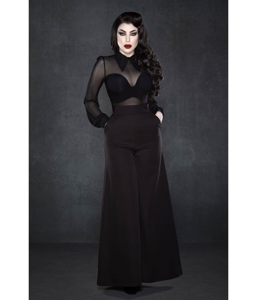 Black Palazzo Pants - Unique Vintage - Womens, BOTTOMS, PANTS