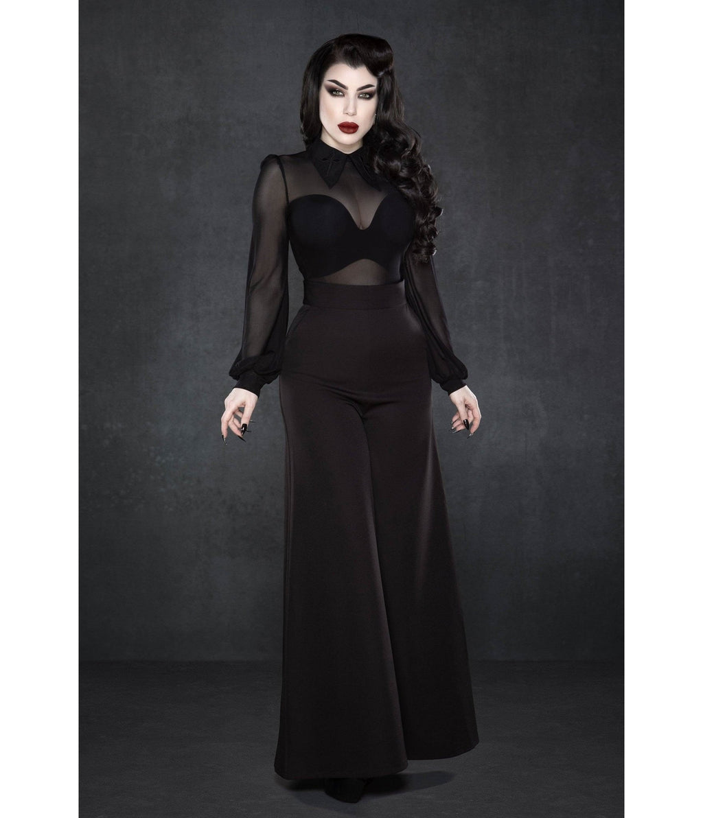 Black Palazzo Pants - Unique Vintage - Womens, BOTTOMS, PANTS