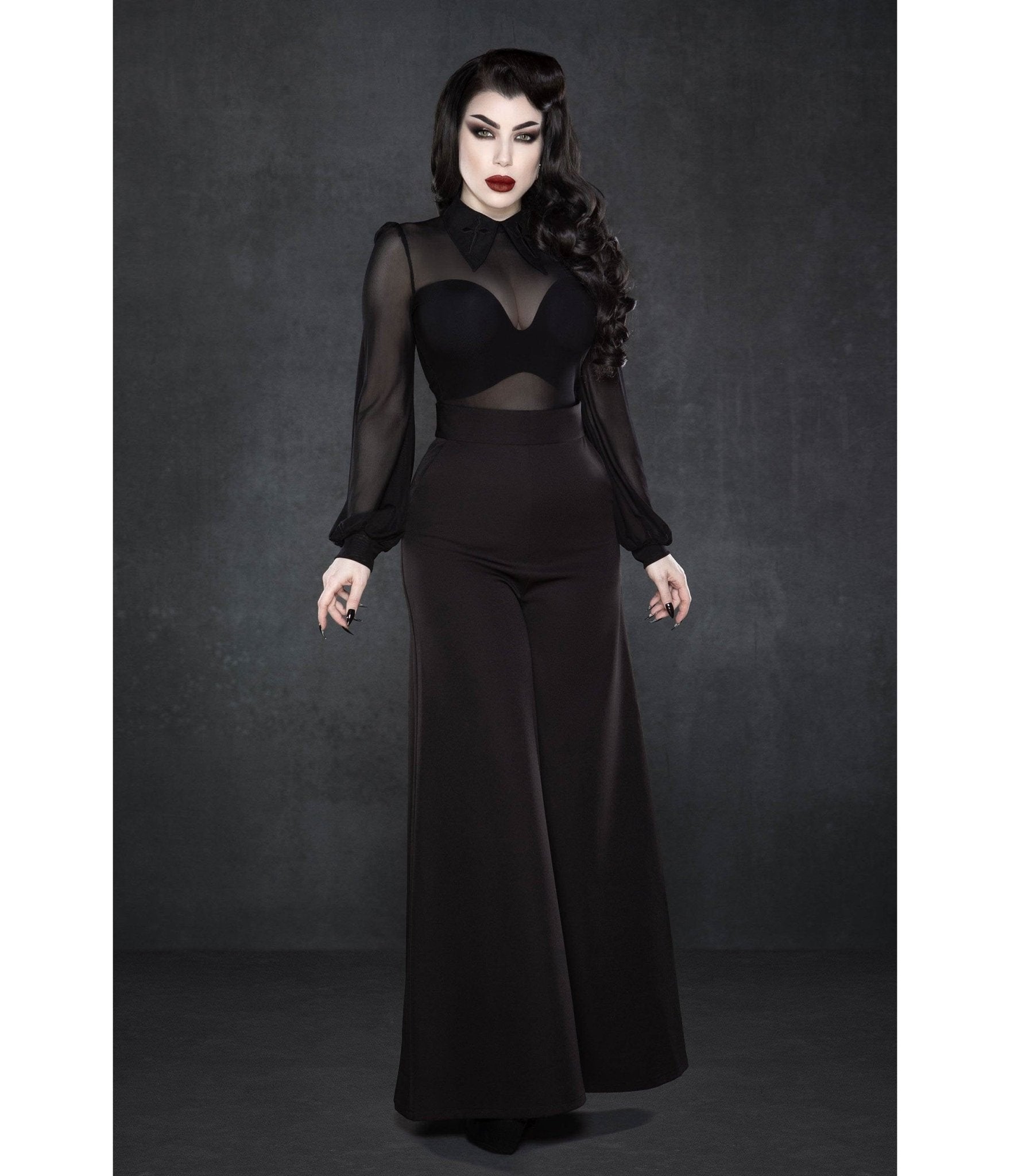 Black Palazzo Pants - Unique Vintage - Womens, BOTTOMS, PANTS