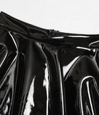 Black Patent Faux Leather Swing Skirt - Unique Vintage - Womens, BOTTOMS, SKIRTS