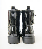 Black Patent Leatherette Lace Up Boots - Unique Vintage - Womens, SHOES, BOOTS