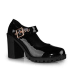 Black Patent Leatherette Mary Jane Pumps - Unique Vintage - Womens, SHOES, HEELS