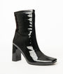 Black Patent Leatherette Square Toe Belinda Booties