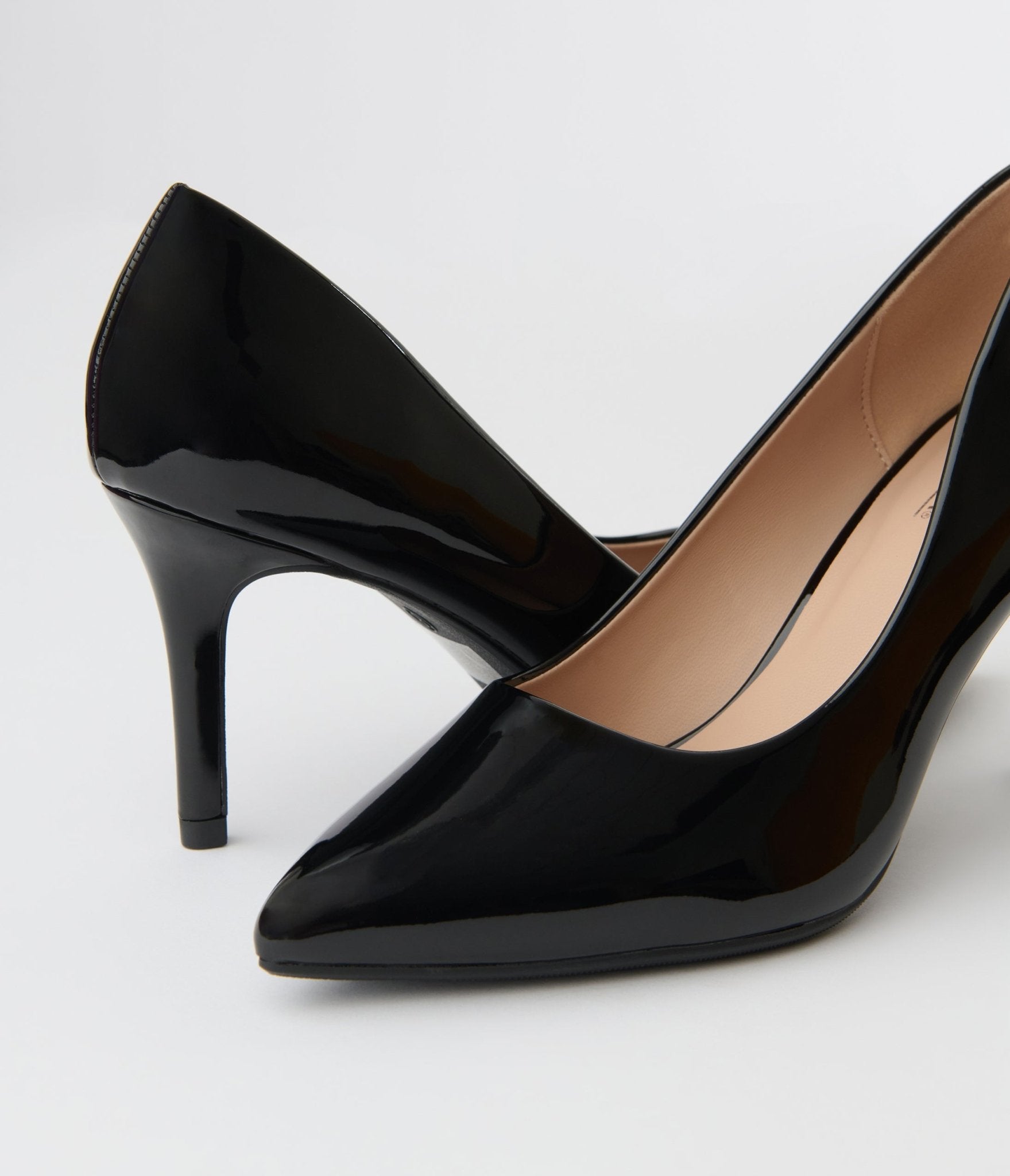 Black Patent Leatherette Stiletto Heels - Unique Vintage - Womens, SHOES, HEELS