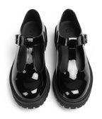 Black Patent Leatherette T - Strap Mary Jane Shoes - Unique Vintage - Womens, SHOES, HEELS