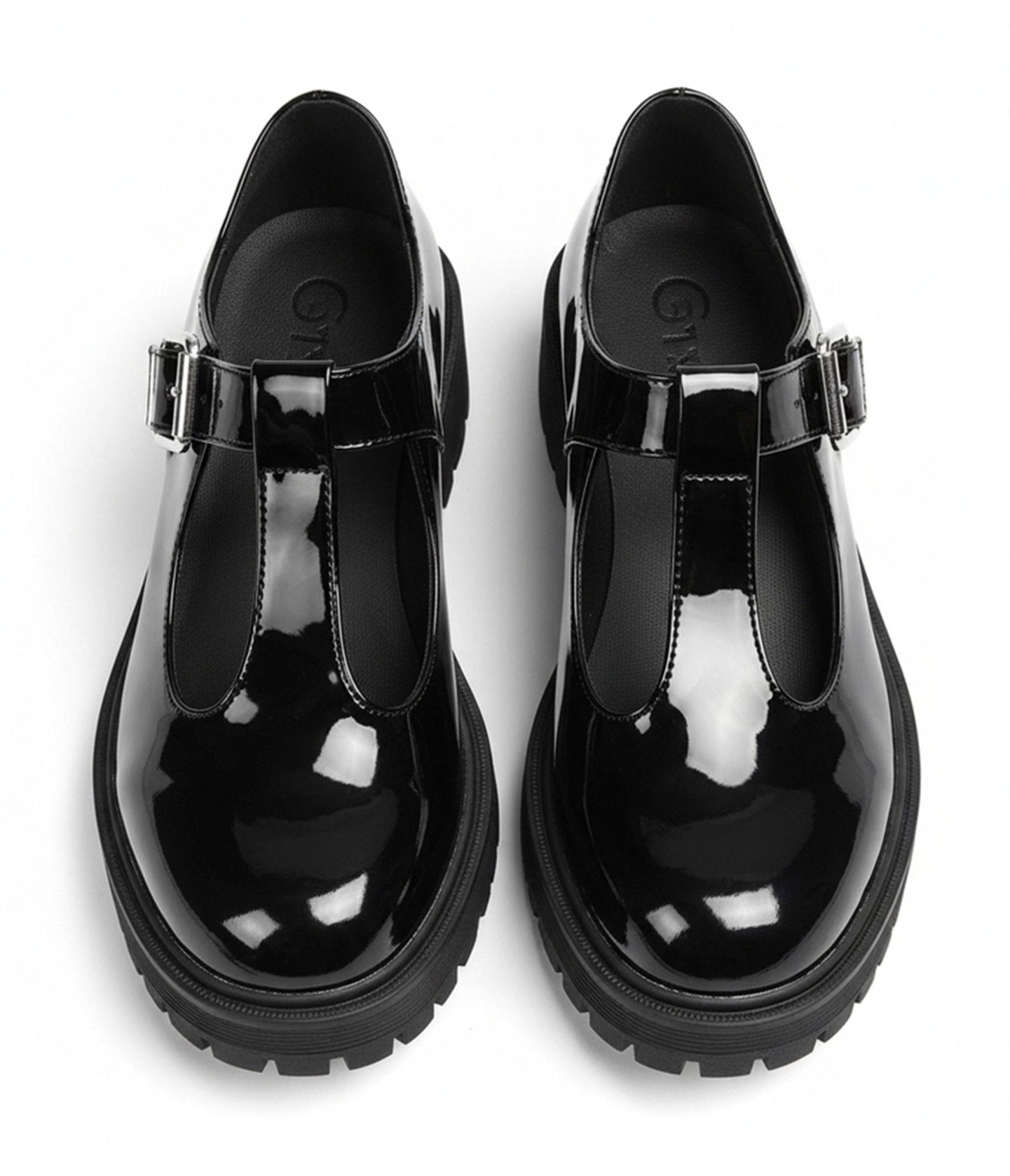 Black Patent Leatherette T - Strap Mary Jane Shoes - Unique Vintage - Womens, SHOES, HEELS