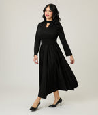Black Pleated Swing Dress - Unique Vintage - Womens, DRESSES, SWING