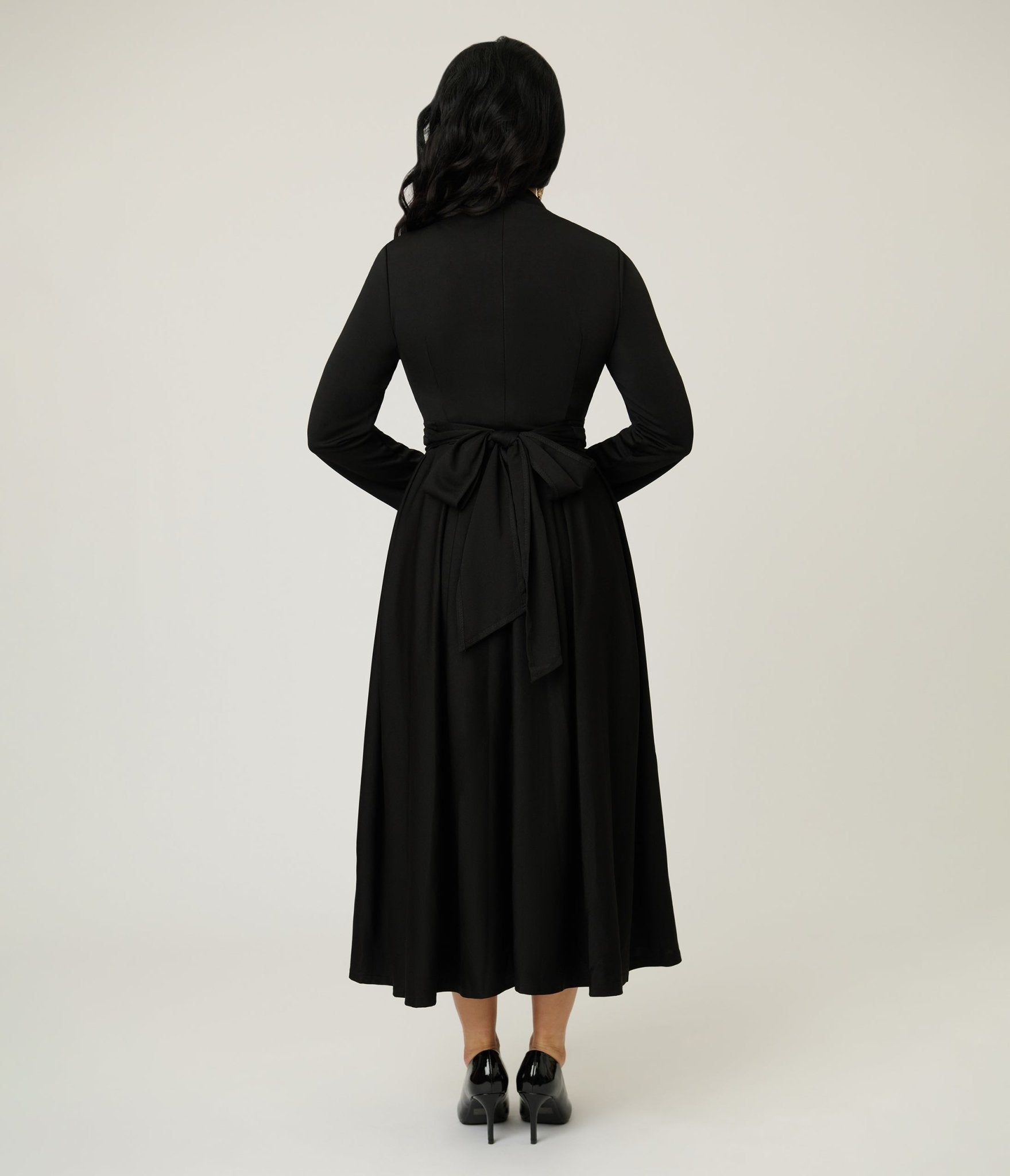 Black Pleated Swing Dress – Unique Vintage
